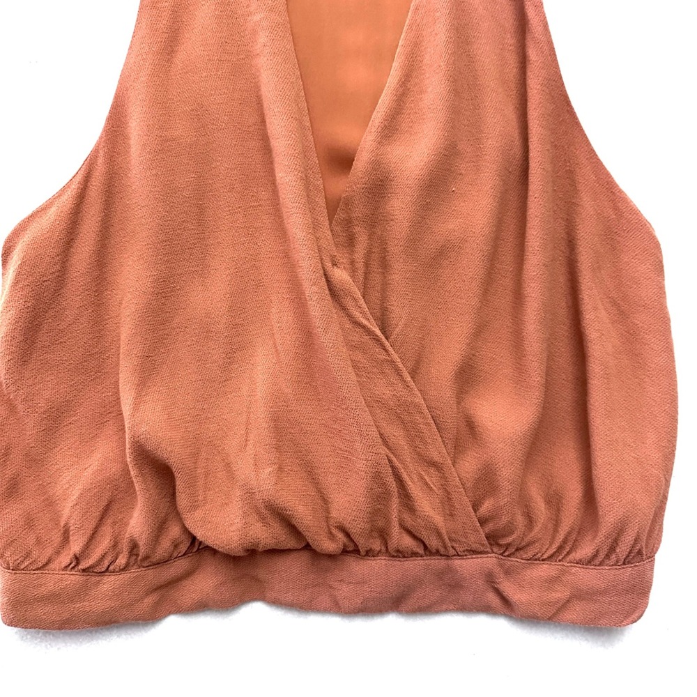 Free People S Drapey Dreams Cross My Heart Halter Top Terracotta Burnt Orange - Picture 3 of 11